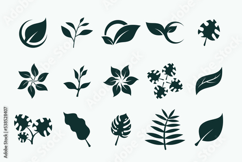 set of leaf icon logo design vector. nature, leaves, ecology, plant logo element.