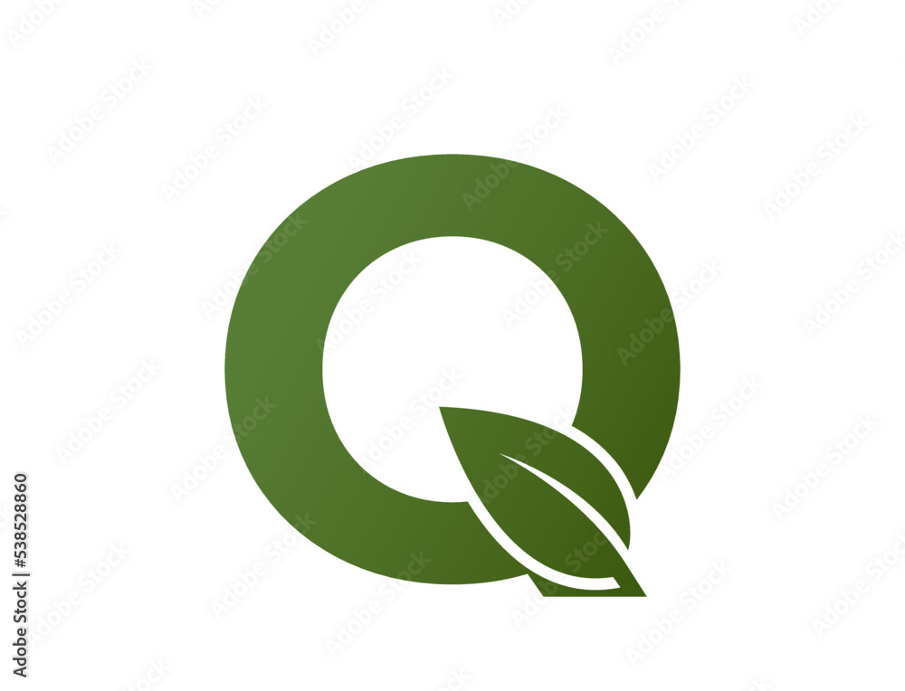 letter q with leaf logo. Initial logo design. eco friendly, ecology and environment symbol letter q with leaf logo. Initial logo design. eco friendly, ecology and environment symbol