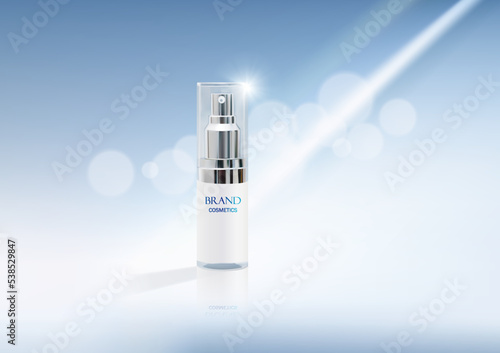 Luxury cosmetic ads on bokeh and light background . package advertising . ad template . Vector illustration