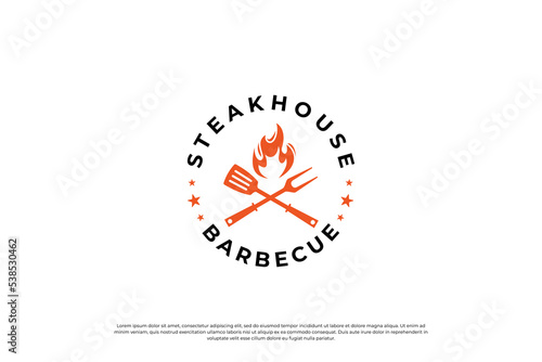 Steak House logo design. Butcher Shop Vintage Typographic Labels, Emblems, Logo Templates.