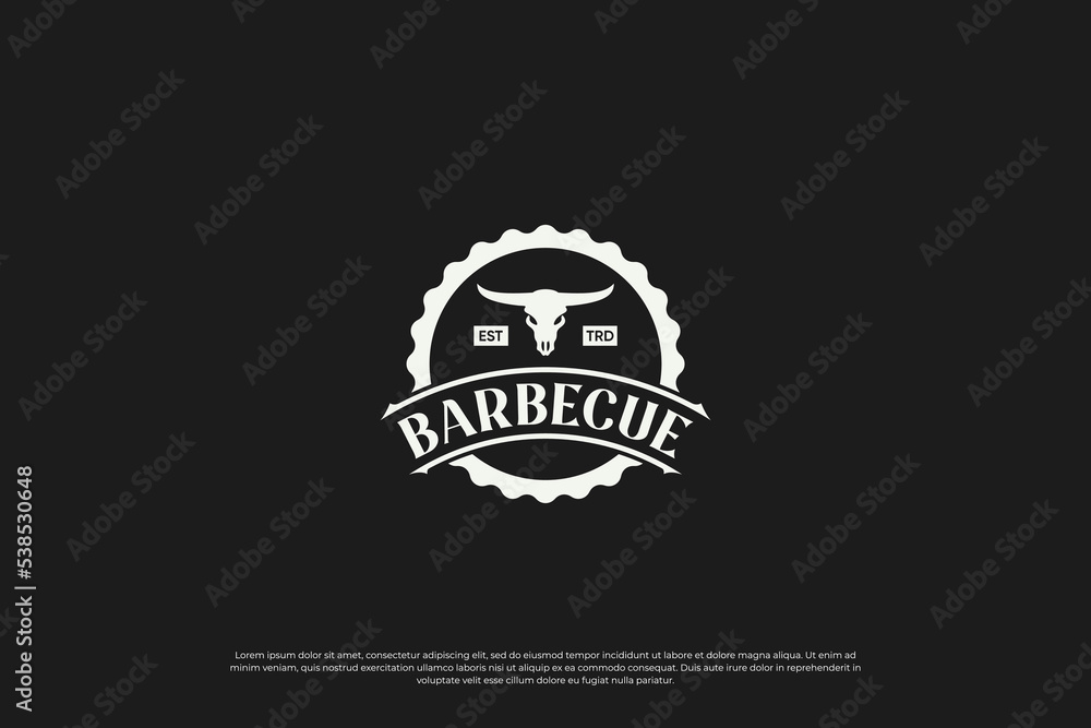 Barbecue restaurant emblem logo design. Grill and Bar badge template.