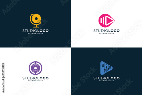 set of modern music logo design template.