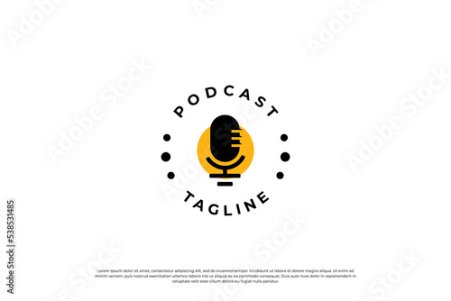 podcast logo design. podcast emblem, vintage podcast template.