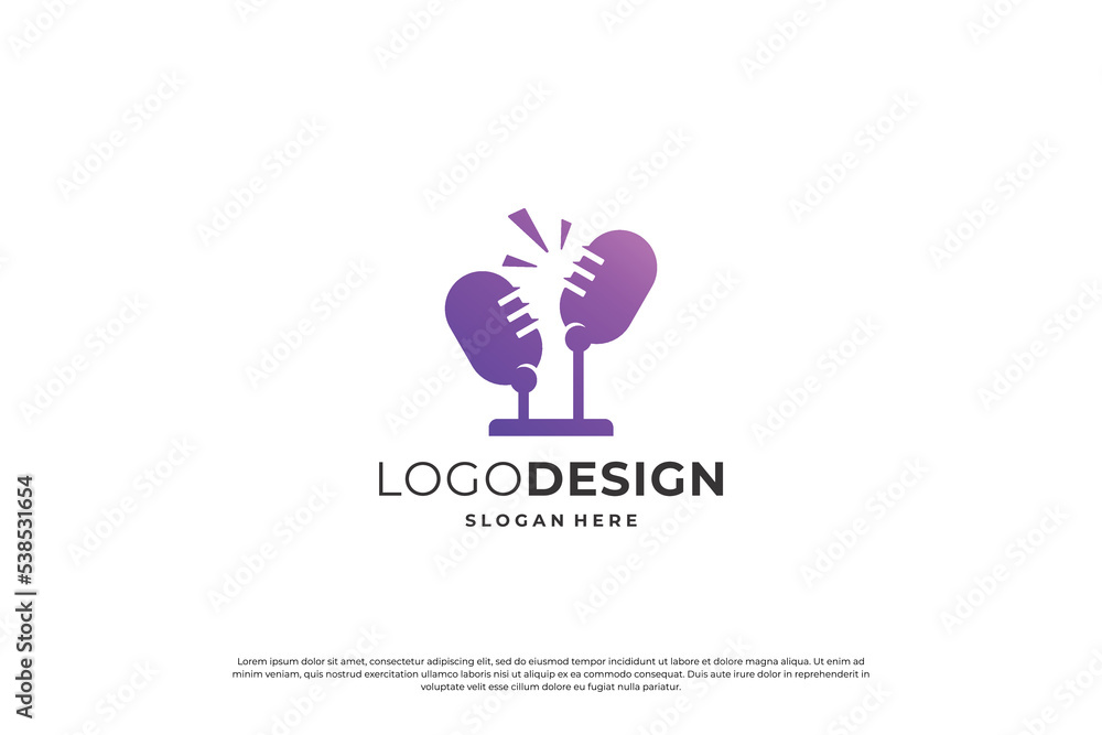 Podcast logo design template. Broadcast logo vector.