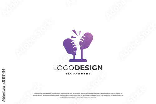 Podcast logo design template. Broadcast logo vector.