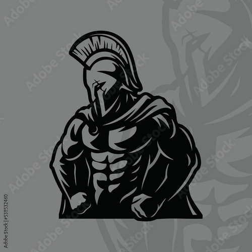 Gladiator or Spartan Bodybuilding Fitness Logo Design Silhouette