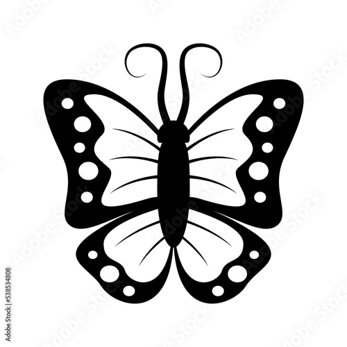 Silhouette butterfly isolated on white background illustration 