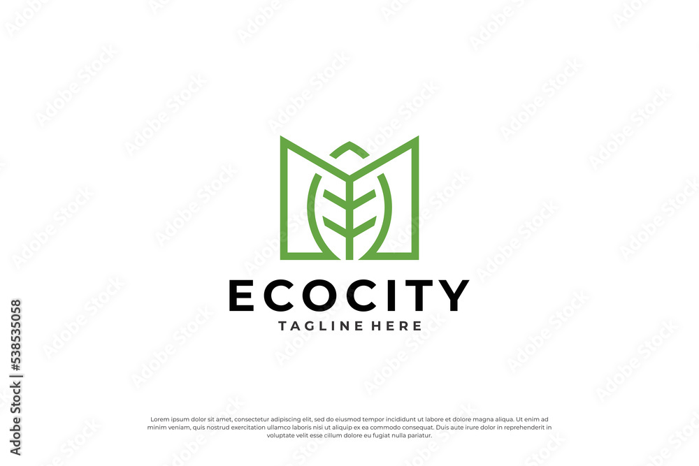 Green city logo. Environmentally friendly residential logo design concept.