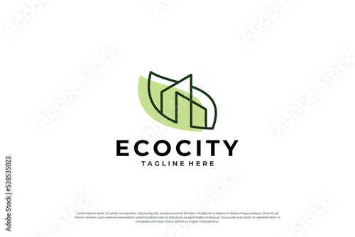 Green city Real Estate logo design. Environmentally friendly building logo concept.