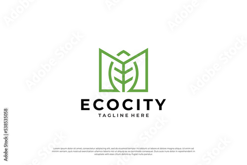 Green city logo. Environmentally friendly residential logo design concept.