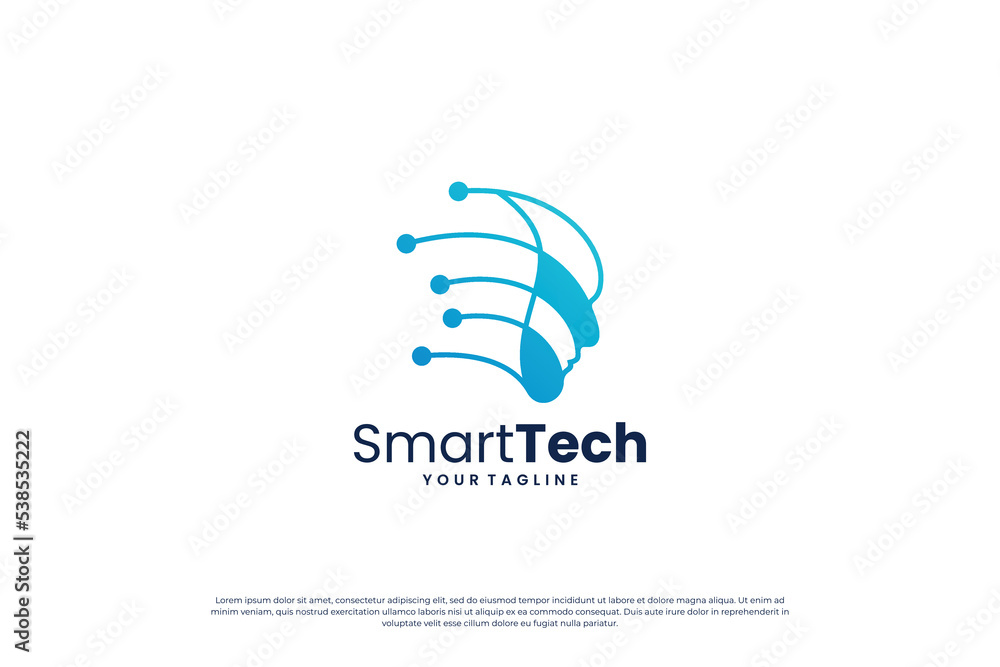 Digital human head connection logo. artificial intelligence, digital, connection logo concept. Digital human head connection logo. artificial intelligence, digital, connection logo concept.