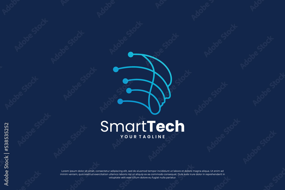 Digital human head connection logo. artificial intelligence, digital, connection logo concept. Digital human head connection logo. artificial intelligence, digital, connection logo concept.