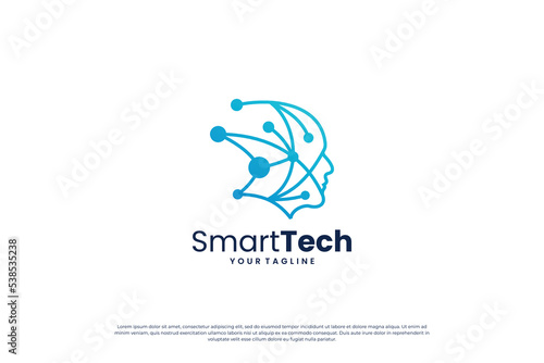 Wallpaper Mural Digital human head connection logo. artificial intelligence, digital, connection logo concept. Torontodigital.ca