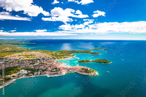 Fototapeta Naklejka Na Ścianę i Meble -  Rovinj archipelago aerial panoramic view