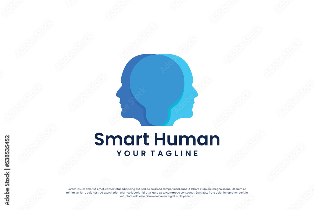 Artificial Intelligence logo design. Digital human logo concept.