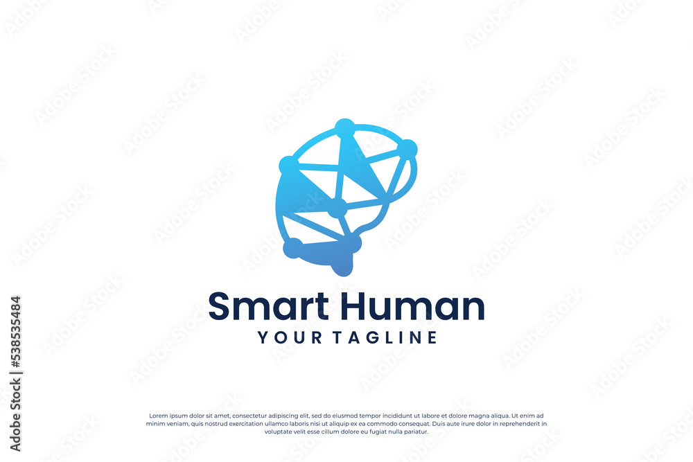 digital human brain connection logo design. digital human brain connection logo design.