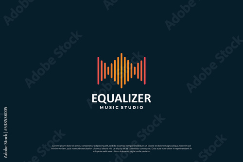 Simple music sound logo. Vector equalizer logotype icon.