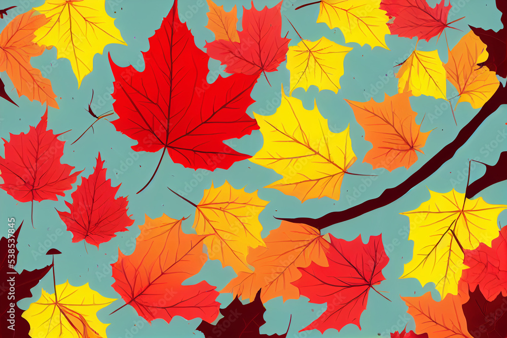 Autumn leave white background copy space digital 3D illustration