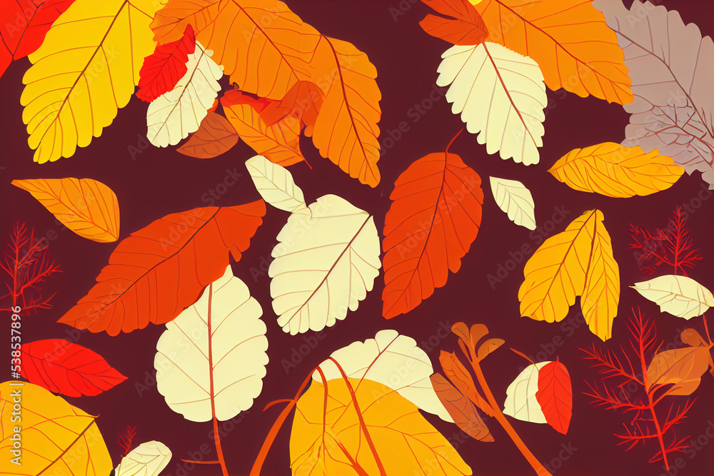 Autumn leave white background copy space digital 3D illustration