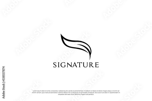 Feather pen quill signature logo design.