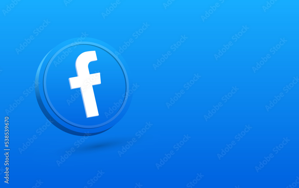 3d facebook logo isolated on blue background . facebook circle button