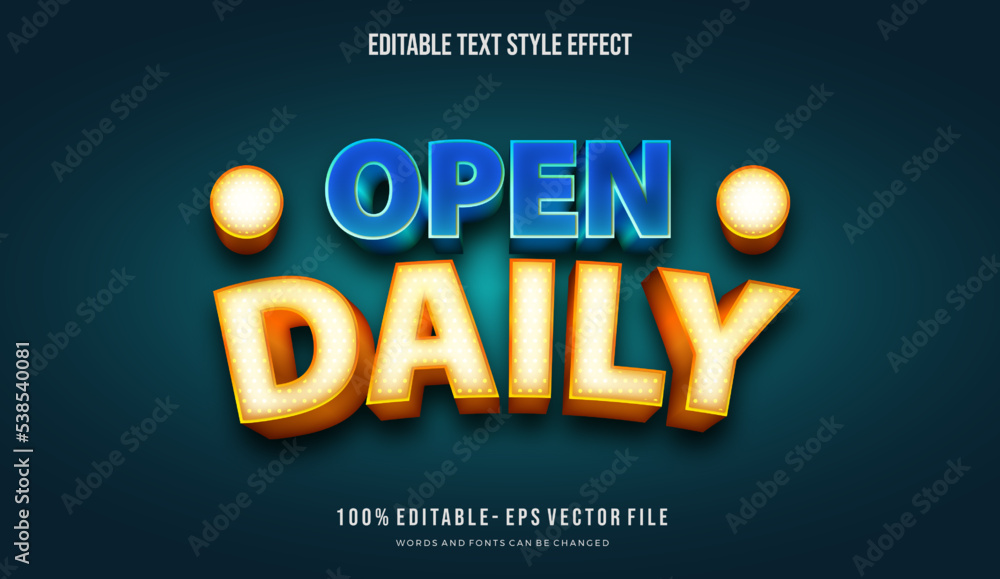 Obraz premium text style effect title concept with shiny light. Editable Vector fonts