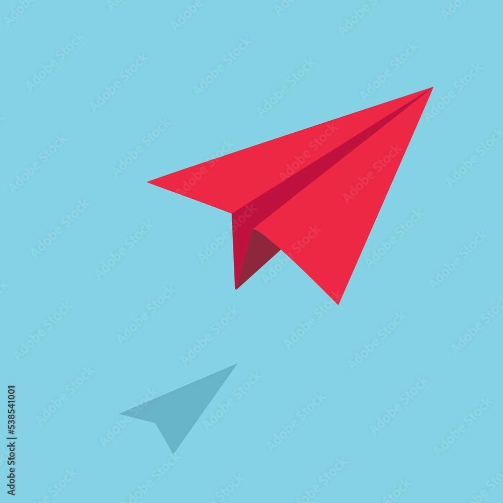 Fototapeta premium Origami Red paper plane flying in the sky;Startup concept 