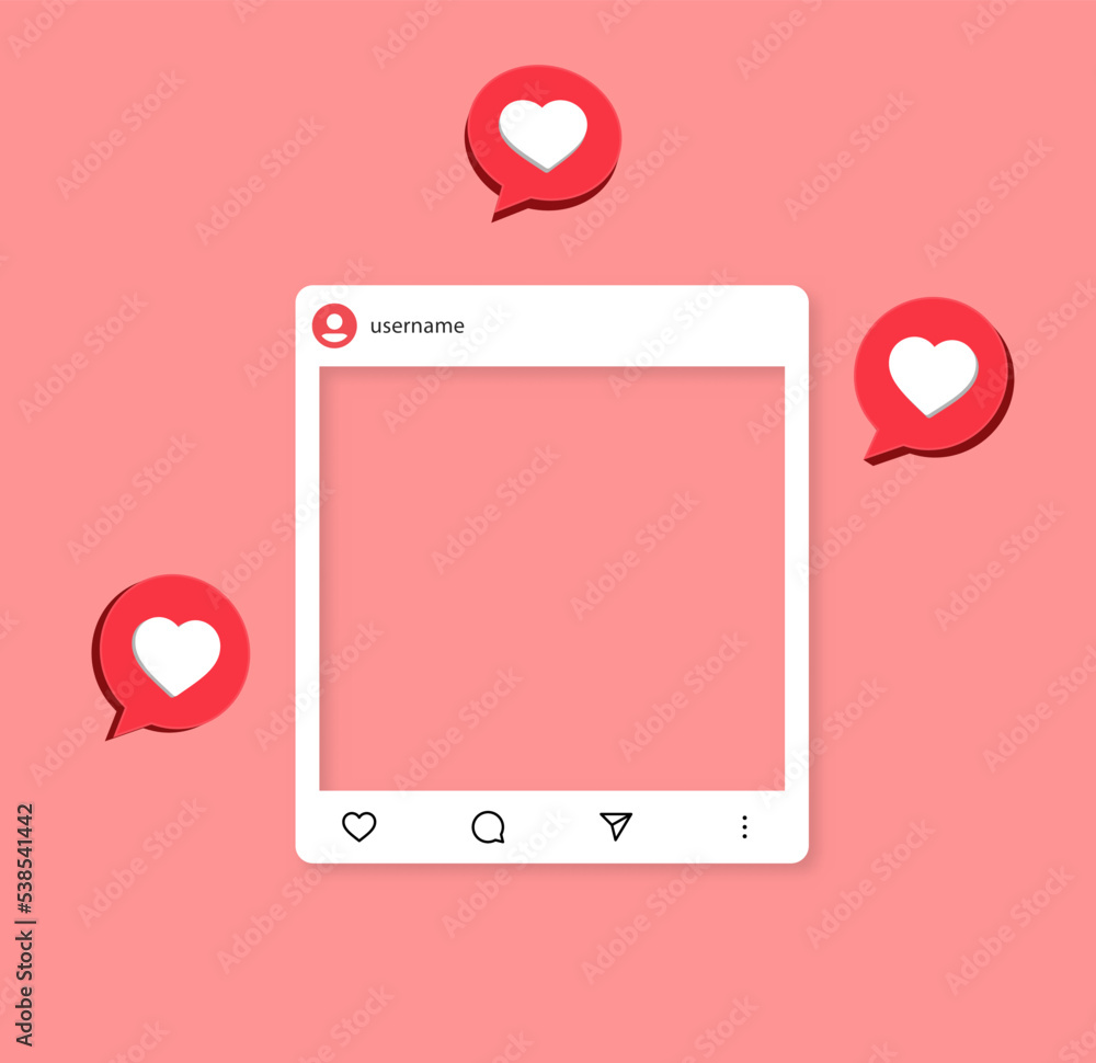 instagram mockup social media template frame, 3d social media ...