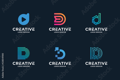 Collection of letter D logo design. Letters D logo symbol vector template.