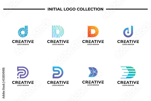 Set of creative letter D logo design template. Business logotype, Brand symbol and Icon abstract.