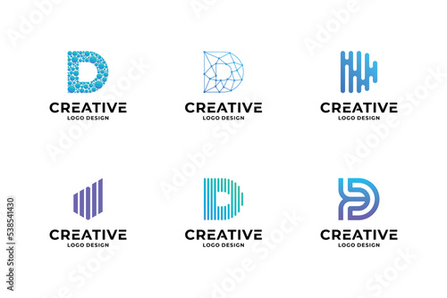Set of creative letter D logo design template.
