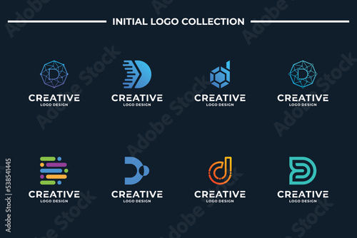 Set Of abstract letter D logo design vector. Letter D collection for Business, Brand, Company.
