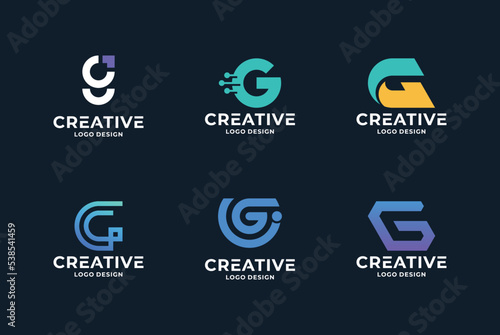 Set of collection letter G logo design templates. Abstract initial letters G symbol logo vector.