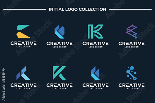 Collection of letter K logo design. Letters K logo symbol vector template.