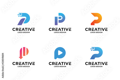 Free Download Set of creative letter P logo design template. - GFXLoad