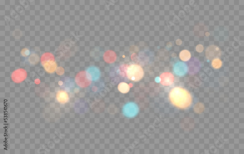 Colorful bokeh lights background. Blurred circle shapes. Vector illustration