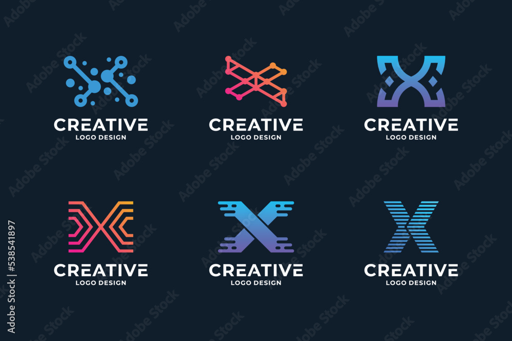 Collection of letter X logo design. Letters X logo symbol vector template.