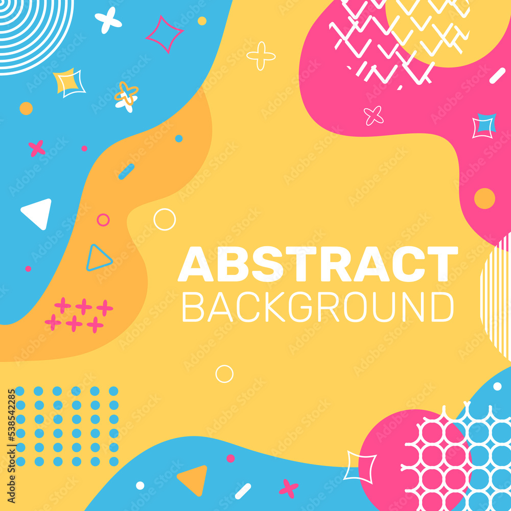 Abstract vector background. Simple geometric shapes with lines and dots.