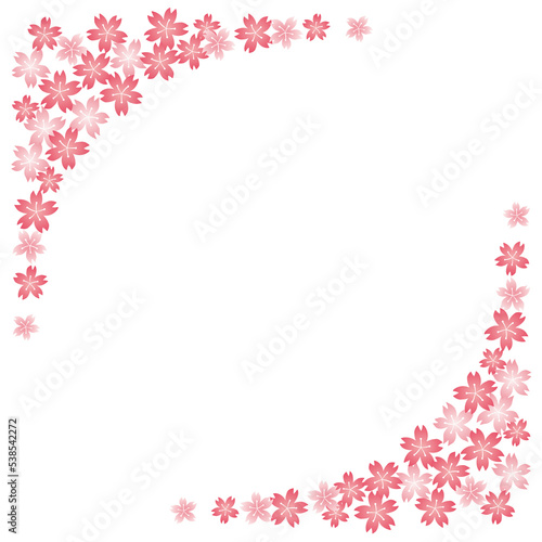 桜のフレーム背景素材 白バック 正方形