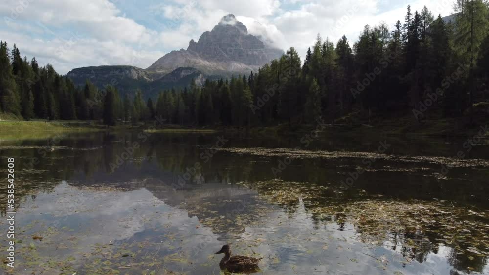 Antorno Lake and Tre Cime di Lavaredo Peaks Reflection in Italian Dolomites Antorno Lake and Tre Cime di Lavaredo Peaks Reflection in Italian Dolomites