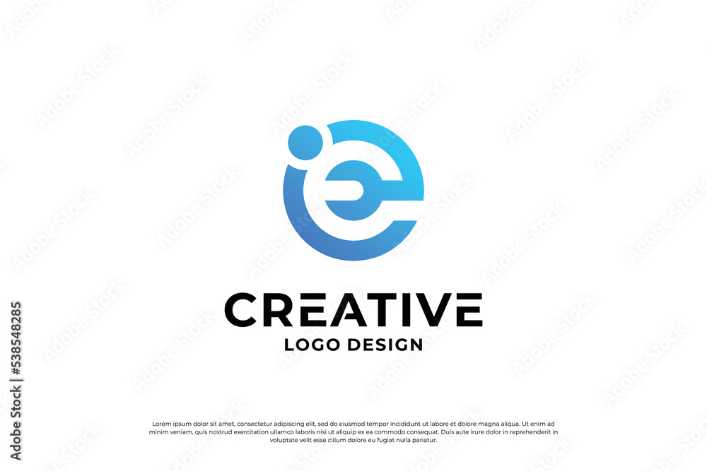 Letter E logo design vector. Initial letter E logo inspiration, Creative E symbol logo business.
