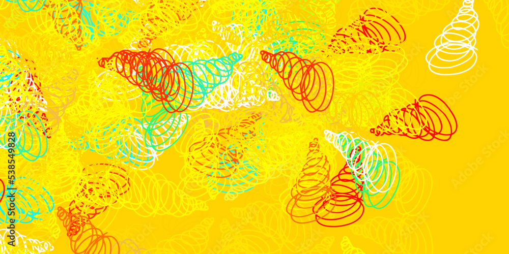 Obraz premium Light blue, yellow vector template with curved lines.