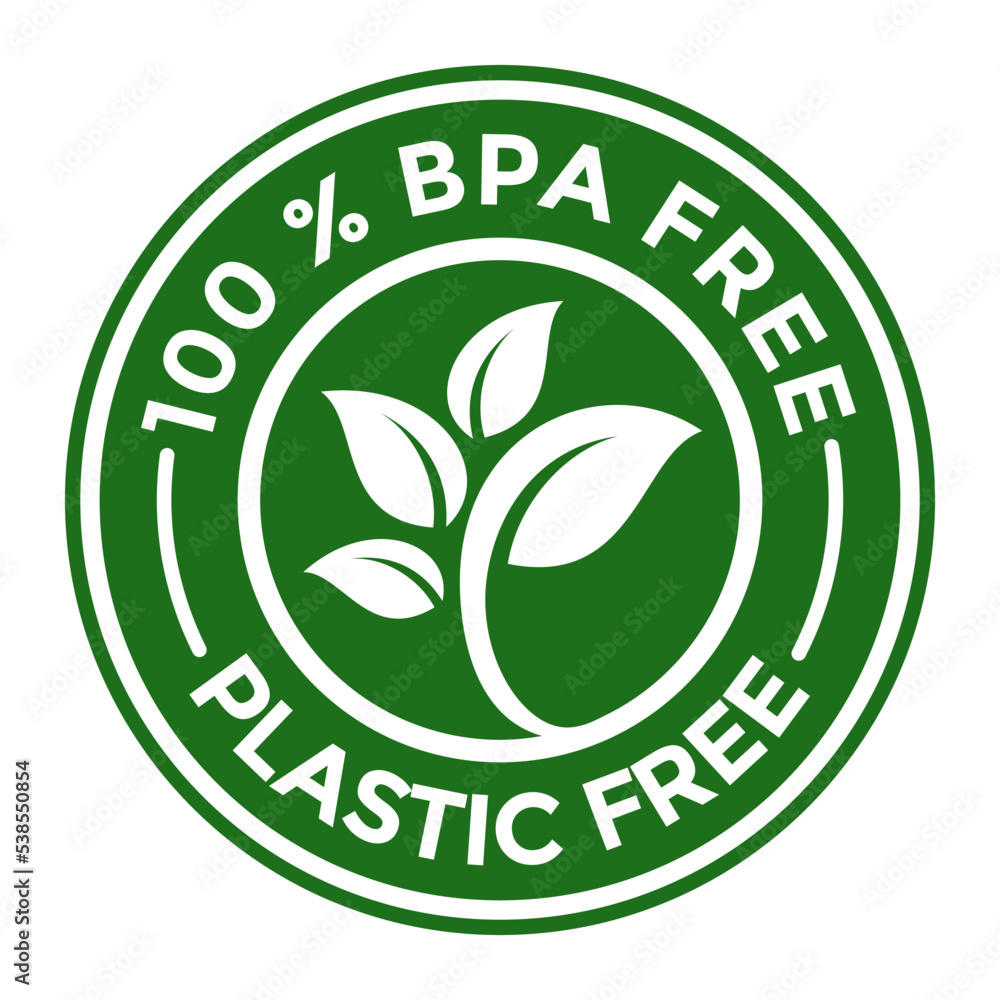100% BPA Free vector logo or badge. This design use leaf symbol. Suitable for natural product. 100% BPA Free vector logo or badge. This design use leaf symbol. Suitable for natural product.