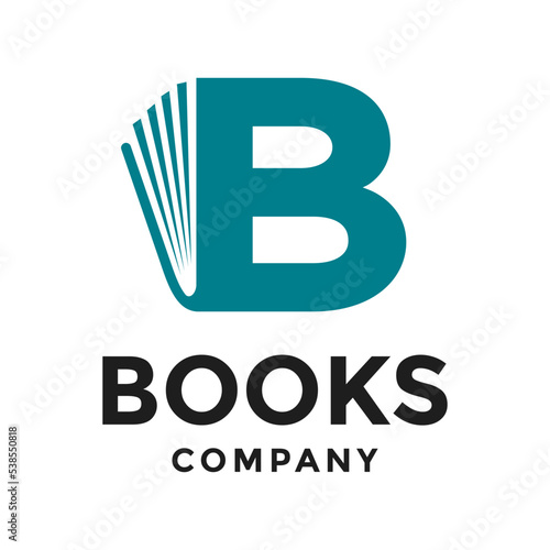 logo, book, store, education, letter, b, alphabet, icon, business, vector, open, shop