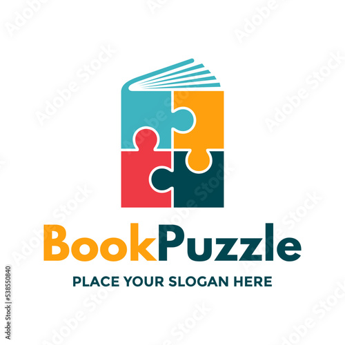 Book puzzle vector logo template. This design use education symbol. Suitable for student and learn.