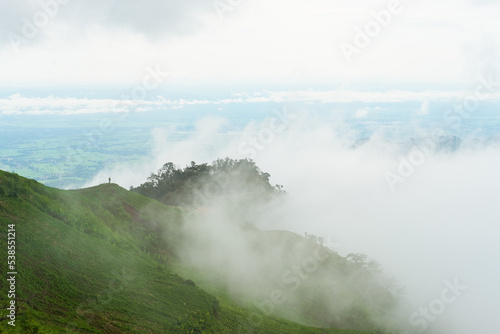 The atmosphere on the mountain in the morning with beautiful cloud