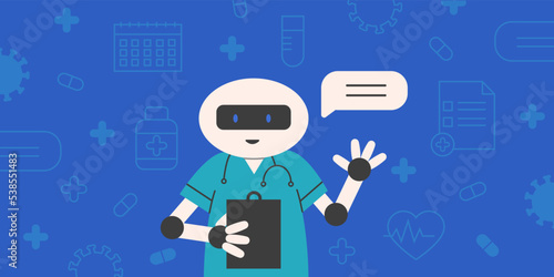 Medical chatbot on color background for landing page