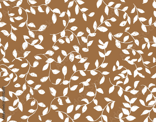 simple floral seamless patterns in gold. Meadow plants, leaves, leaf and large buds flowers. Vintage prints. Botanical collage in modern flat style. Floral silhouettes. Summer motif collection.