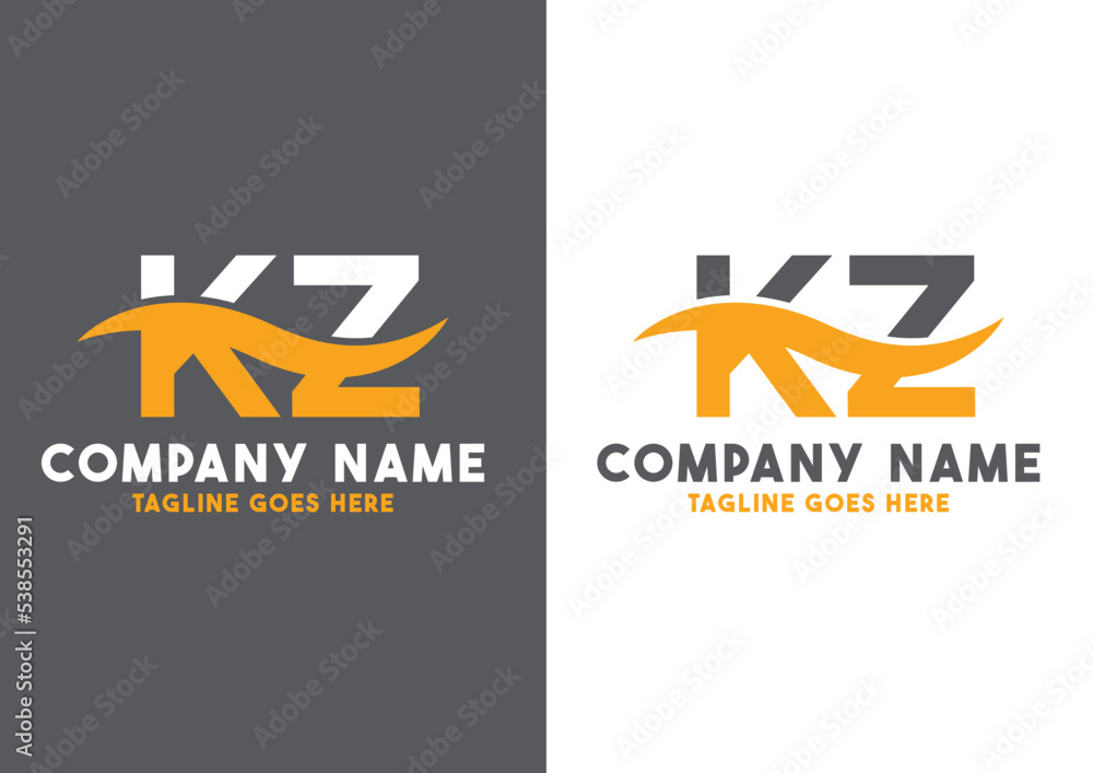 Letter KZ logo design vector template, KZ logo Stock Vector | Adobe Stock