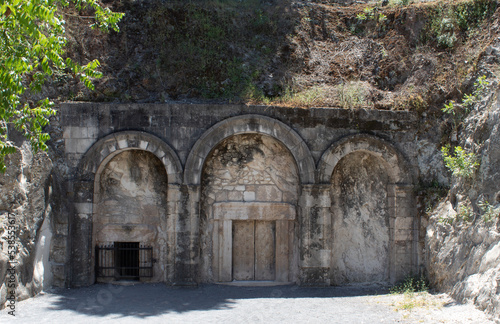 Entrance to the tombs in the ruins of the ancient Jewish city of Beit She'arim, Israel